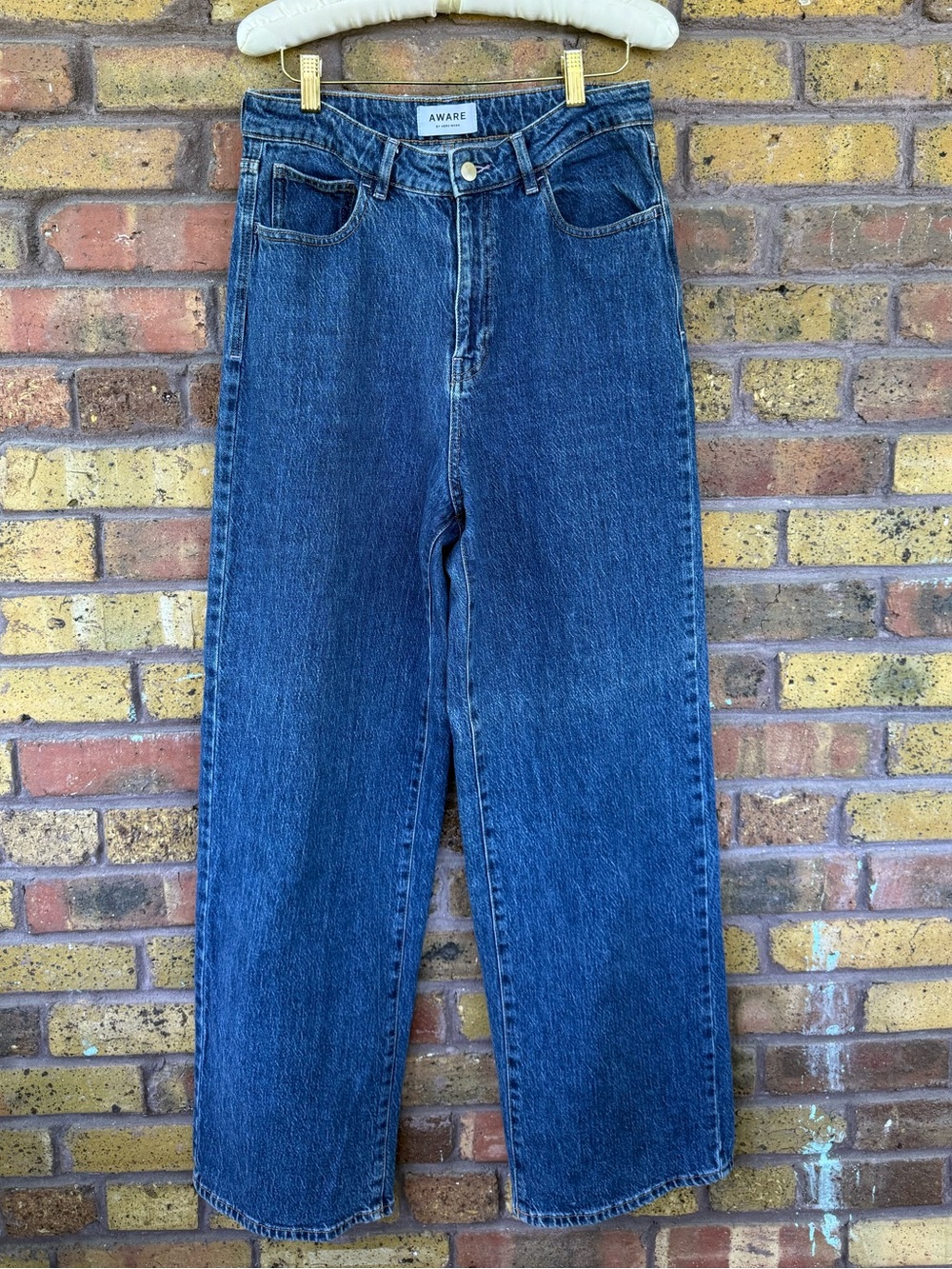 Aware by Vera Moda Woman’s Blue Denim Jeans High Rise Baggy - Size 30/32